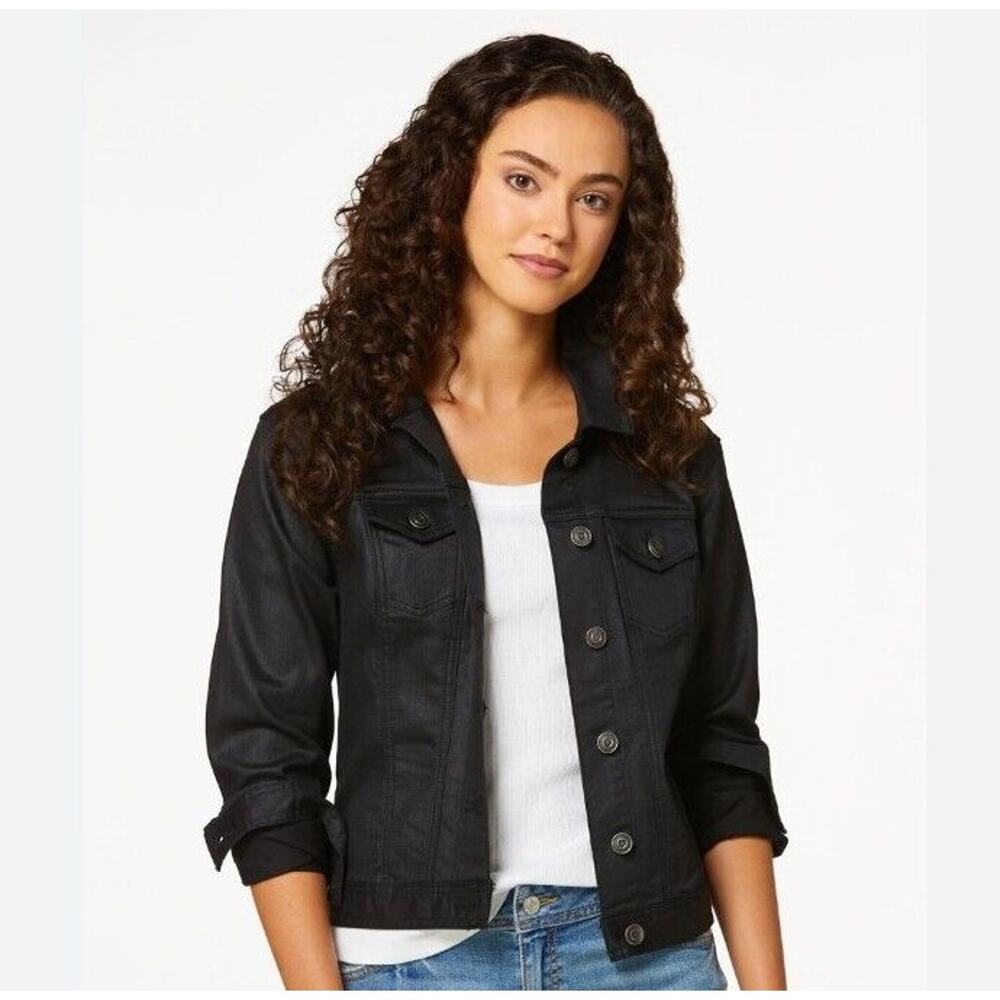 Cato Cropped Denim Jean Jacket Large Buttons Women's Size Small